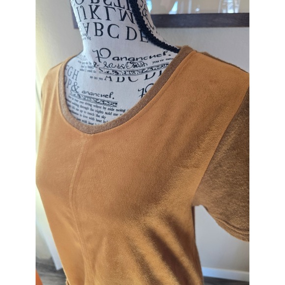 Grifflin Paris Faux Suede Shift Dress Tunic Short Sleeve Pocketed Size L - Picture 4 of 12